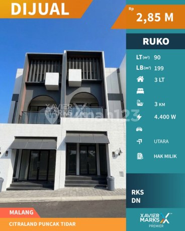 Premium Shophouse in a Developing Area at Citraland Puncak Tidar Malang