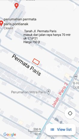 DIJUAL TANAH MASUK  JALAN PERMATA PARIS 