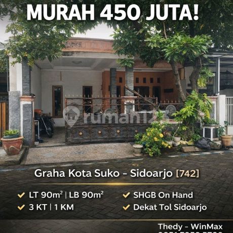 Murah Rumah 1 Lantai Graha Kota Suko Sidoarjo [742]
