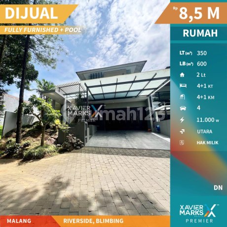 Rumah Mewah di Perumahan Riverside Blimbing Malang(Id1255)