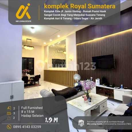 Rumah Posisi Hook Komplek Royal Sumatera Siap Huni Fullfurnished