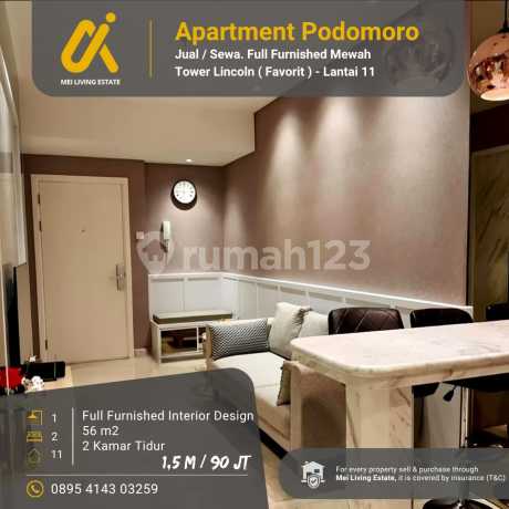 Dijual/disewakan Apartemen Podomo Medan, Uk 56 Tower Lincoln Lt11