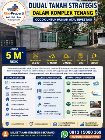 Jual Cepat,Unit Langka! Rumah Hitung Tanah Komplek Migas Kemanggisan Dekat Binus Jakarta Barat Jual Cepat,Unit Langka! Rumah Hitung Tanah Komplek Migas Kemanggisan Dekat Binus Jakarta Barat