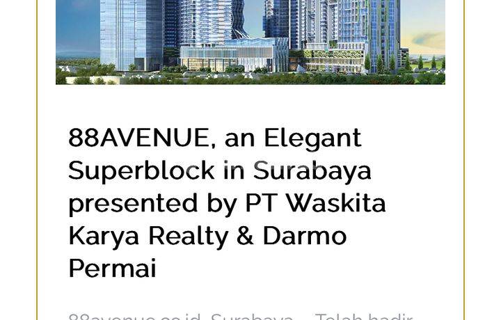 Apartemen 88 Avenue Surabaya Barat 2 Br Full Furnished