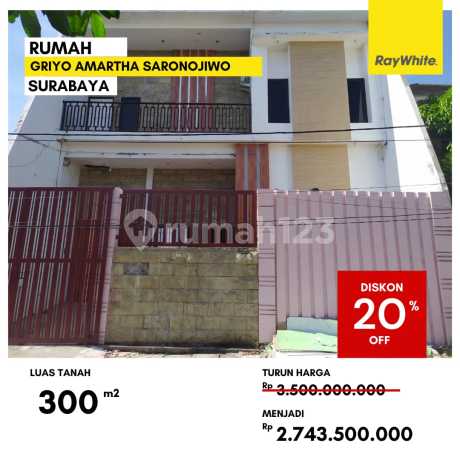 Dijual Rumah Lelang di Griyo Amartha Sarono Jiwo Surabaya