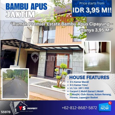 “Rumah Premier Estate Bambu Apus Cipayung – Hanya 3,95 M!” S576B