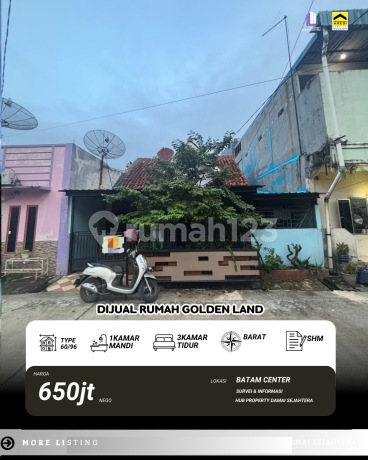 Jual Murah Rumah Hak Milik Golden Land Batam Center