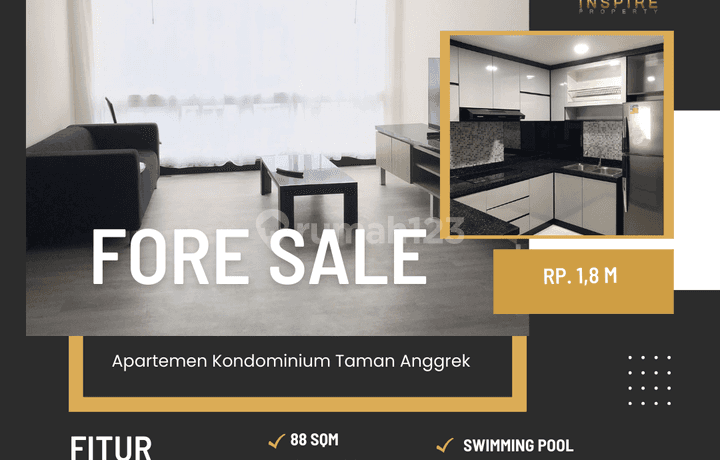 Jual apartemen kondominium taman anggrek 2Br furnish murah atas mall jakarta barat