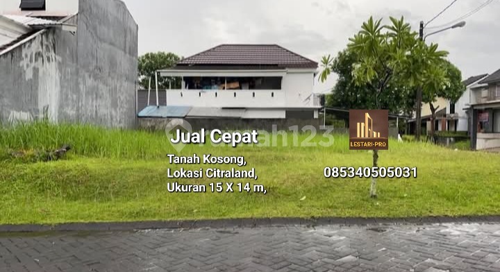Jual Cepat Tanah Kosong Citraland Manado Luas 210 M2 Surat Shm