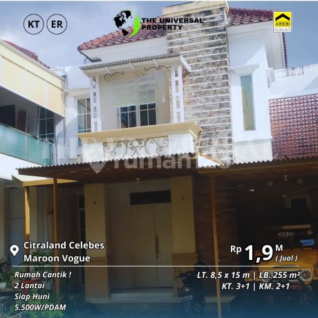 Dijual Rumah Cantik 2lt Citraland Celebes Maroon Vogue Siap Huni