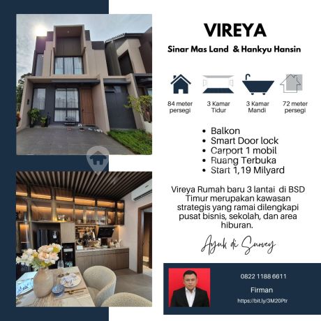 New BSD Cluster Vireya Lynelle House in BSD City Center Just 7 Minutes to Toll Gate