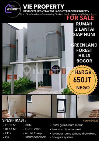 Jual Rumah Rapi 2 Lantai Siap Huni di Greenland Forest Residence