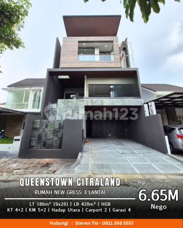 Rumah 3 Lantai Baru Gress, Citraland Utama Queenstown