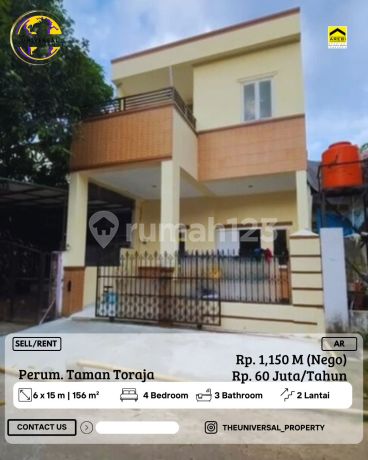 For Sale/Rent 2-Story House in Taman Toraja Huni, Negotiable Price Ar