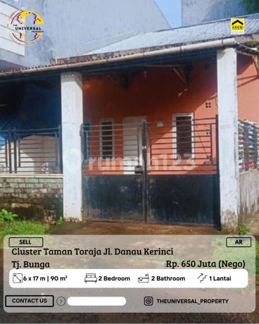 Dijual Murah Rumah 1Lt Taman Toraja Tj Bunga 650 Juta Nego ! Ar