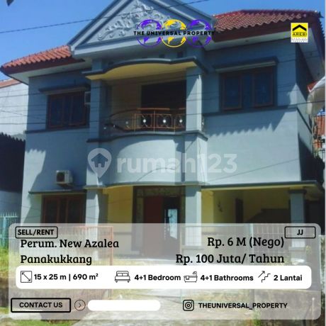 Dijual/Disewakan Rumah 2LT Perum Azalea Panakukkang Siap Huni JJ