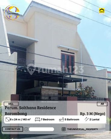 Dijual Rmh 2Lt Perumahan Solthana Residence Barombong 3 M Nego Ar
