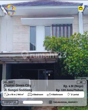 Dijual/Disewakan Rmh 2Lt Green City Siap Huni Harga 4 M Nego