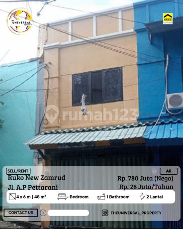 Dijual/Disewakan Ruko 2Lt Komp. Ruko New Zamrud Strategis Ar