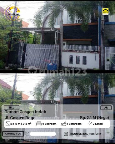 Dijual Rumah 2Lt Taman Gosyen Indah Jln Hertasning 2,1 M Nego Ar