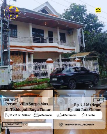 Dijual/Disewakan Rmh 2Lt Villa Surya Mas Toddopuli 4,3 M Nego Ar Dijual/Disewakan Rmh 2Lt Villa Surya Mas Toddopuli 4,3 M Nego Ar