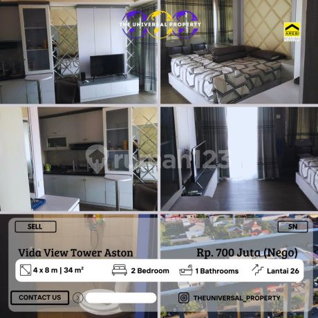 Dijual Apartment 2BR View Pool Vida View Apartment Tower Aston SN