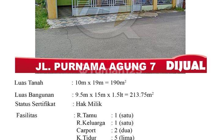 Di Jual Rumah 1,5 Lantai, Lokasi Jl. Purnama Agung 7, Pontianak Indonesia