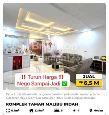 Di Jual Villa Mewah Bangunan Baru Kompleks Malibu Medan
