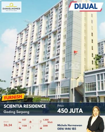 Dijual Apartemen Full Furnished 1Br - Scientia Residence , Sangat Strategis di Gading Serpong Dijual Apartemen Full Furnished 1Br - Scientia Residence , Sangat Strategis di Gading Serpong