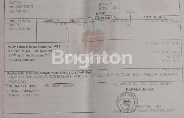 Tanah Siap Bangun Area Mojosongo Boyolali