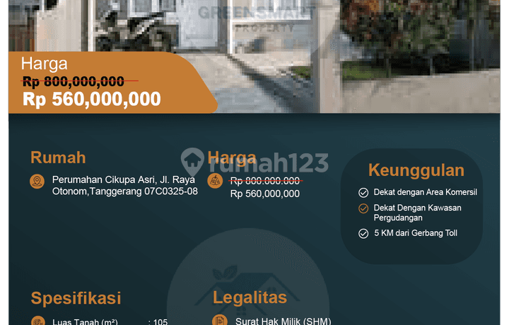 Rumah Murah Perumahan Cikupa Asri, Jl. Raya Otonom,Tanggerang 07C0325-08