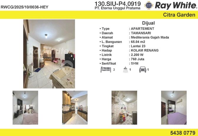 Dijual Murah Apartemen Mediterania Gajahmada 65 M Shm 0036-hey