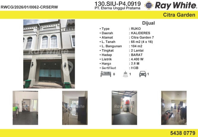 Jual Ruko Exclusive 2 Lantai HGB Citra Garden 7 Jakbar 0062Crserw