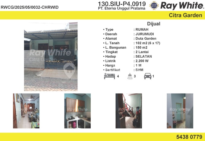 Jual Rumah Murah SHM Duta Garden Jurumudi, Tangerang 0032-CHRWID Jual Rumah Murah SHM Duta Garden Jurumudi, Tangerang 0032-CHRWID