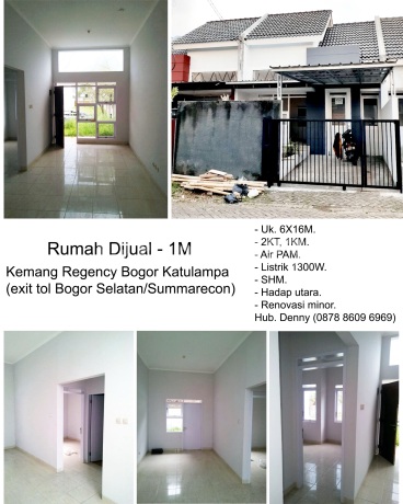 Kemang Regency Bogor, SHM Title, 900 Million, New Renovation, Toll Access to Summarecon