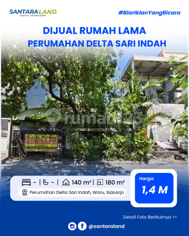 Dijual Rumah Lama – Hitung Tanah di Perumahan Delta Sari Indah, Waru, Sidoarjo