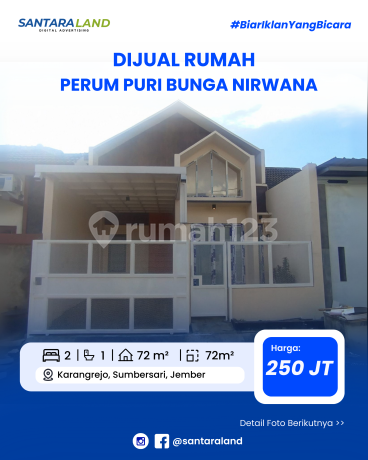 Dijual Rumah di Perumahan Puri Bunga Nirwana – Jember