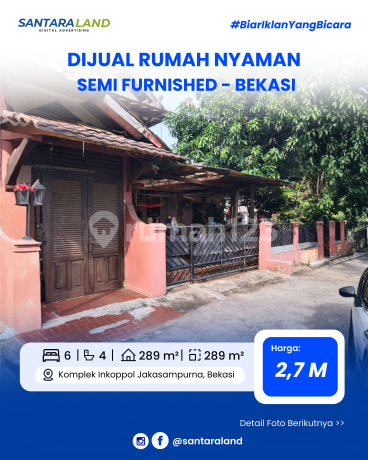RUMAH SEMI FURNISHED DIJUAL CEPAT - KOMPLEK INKOPPOL JAKASAMPURNA, BEKASI BARAT