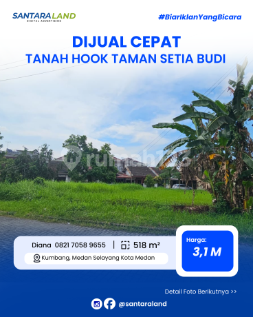 Dijual Cepat Tanah Hook Taman Setia Budi Indah 2 Medan