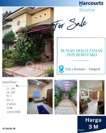 Dijual Rumah Puri Bintaro Sektor 9 Tangerang Selatan