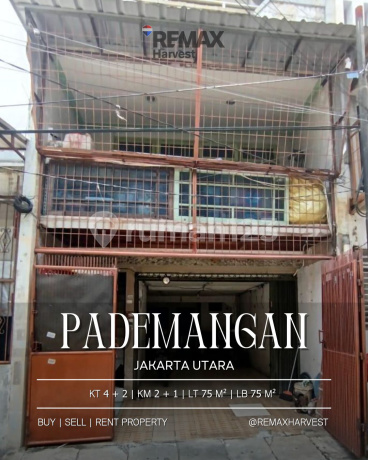 For Sale Fast House Below Market Price in Pademangan!! Negotiable Until Deal!! 4 Floors Area 200M2 Only 2.5 Billion!! Very Strategic!! North Jakarta