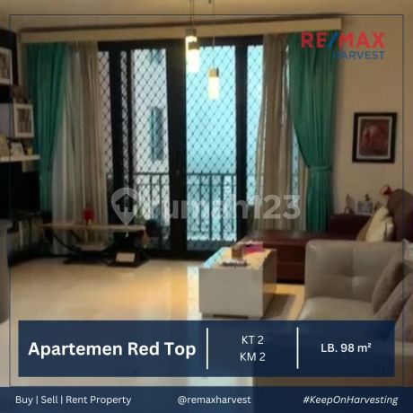 Dijual Apartemen Red Top 2 Kt + 2 Km Luaa 98m2 Hanya 1,4 Miliar!! Semi Furnished!! Gambir Jakpus!!