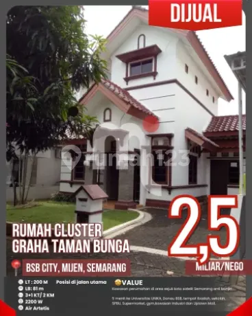 Di jual Rumah 2 Lantai Graha Taman Bunga BSB City, Mijen, Semarang