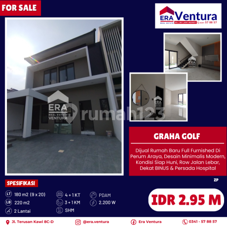Rumah Baru Full Furnished Di Perum Araya, Desain Minimalis Modern