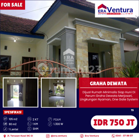 Dijual Rumah Minimalis Siap Huni Di Perum Graha Dewata Merjosari