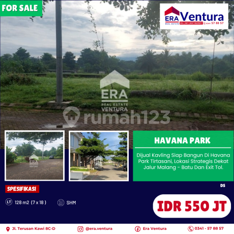 Dijual Kavling Siap Bangun di Havana Park Tirtasani