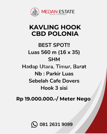 Di Jual Kavling Best Spot di Cbd Polonia Medan!!!