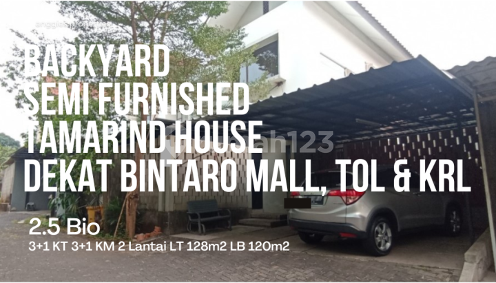 Rumah Tanah Luas Asri Hijau Backyard Semi Furnished Dekat Bintaro BXC Mall, Tol & KRL 3 Kamar Tidur Bintaro Tangerang Selatan