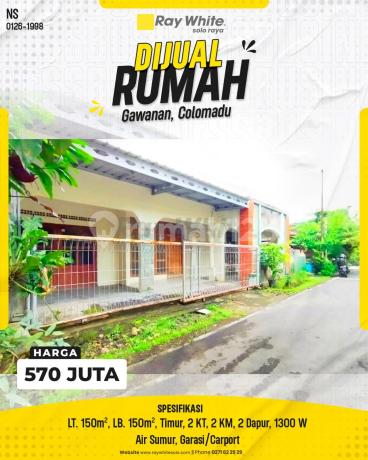 Dijual Rumah Murah Luas 150 M² di Perumahan Madu Asri Colomadu