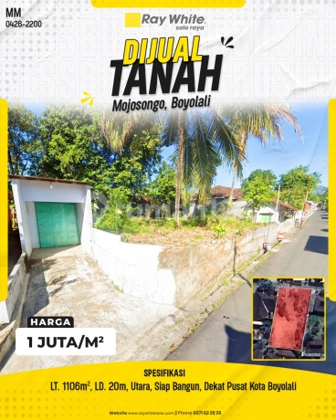 Tanah Strategis 1.106 M² Mojosongo Boyolali, Lahan Matang Siap Bangun Dekat Pusat Kota